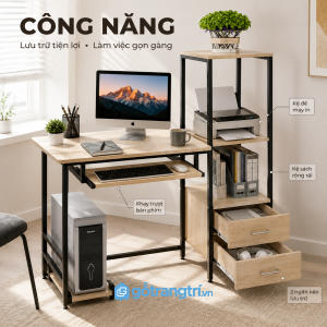 Hệ lưu trữ khoa học giúp bàn làm việc luôn gọn gàng