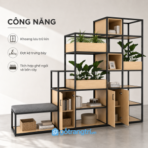 Hệ lưu trữ linh hoạt kết hợp khu vực trưng bày cây xanh