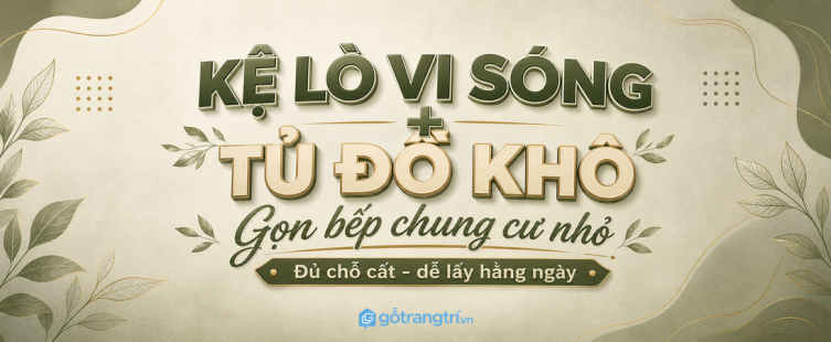 Kệ lò vi sóng kèm tủ đồ khô cho chung cư nhỏ: gọn bếp, đủ chỗ cất, dễ lấy hằng ngày