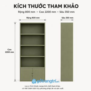 Kệ sách đứng 4 tầng có tủ cánh mở tối ưu lưu trữ cho phòng khách và phòng làm việc
