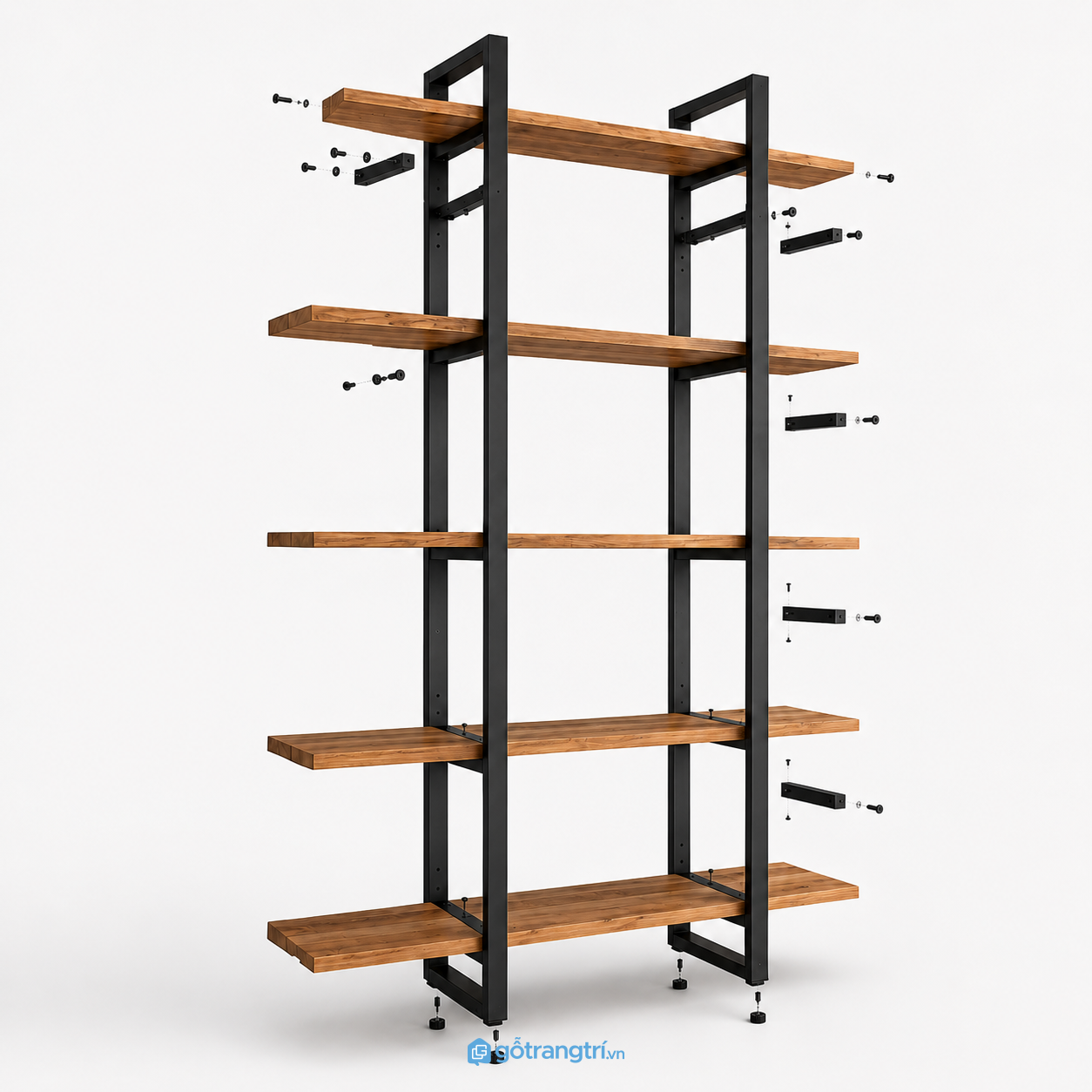 Kệ sách khung sắt 5 tầng mặt gỗ phong cách Industrial GHS-1021 - hình ảnh thực tế 1 Kệ sách khung sắt 5 tầng mặt gỗ phong cách Industrial GHS-1021 - hình ảnh thực tế 1