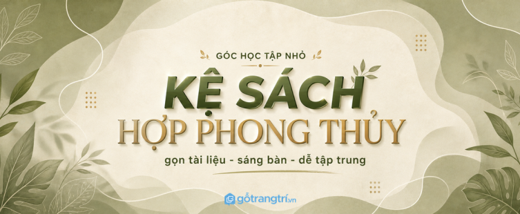 Kệ sách hợp phong thủy cho góc học tập nhỏ: gọn tài liệu, sáng bàn, dễ tập trung