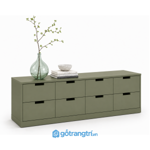 Kệ tivi thấp 8 ngăn kéo màu xanh rêu hiện đại GHS-3003 - 1800x400x550mm - Xanh olive - GHS-3003