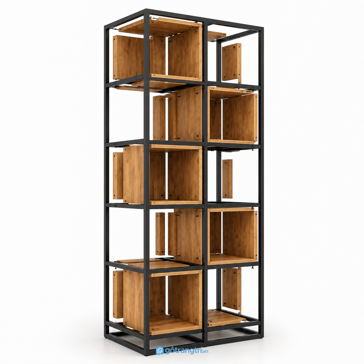 Kệ trang trí khung sắt gỗ nhiều tầng phong cách industrial 200x35x80 GHS-2011 - hình ảnh thực tế 1 Kệ trang trí khung sắt gỗ nhiều tầng phong cách industrial 200x35x80 GHS-2011 - hình ảnh thực tế 1