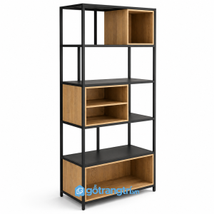 Kệ trang trí khung sắt mặt gỗ 4 tầng phong cách công nghiệp GHS-1020 - hình ảnh thực tế 1