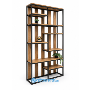 Kệ trang trí khung sắt mặt gỗ hiện đại nhiều tầng GHS-1015 - 1000x300x2100mm - Tùy chọn - GHS-1015