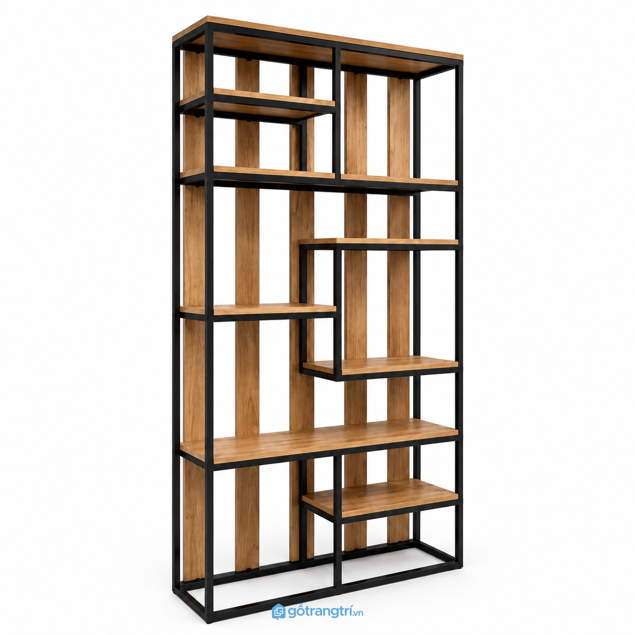 Kệ trang trí khung sắt mặt gỗ hiện đại nhiều tầng GHS-1015 - hình ảnh thực tế 1