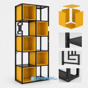 Kệ trang trí khung sắt ô vuông hiện đại nhiều ngăn GHS-1014 - hình ảnh thực tế 1