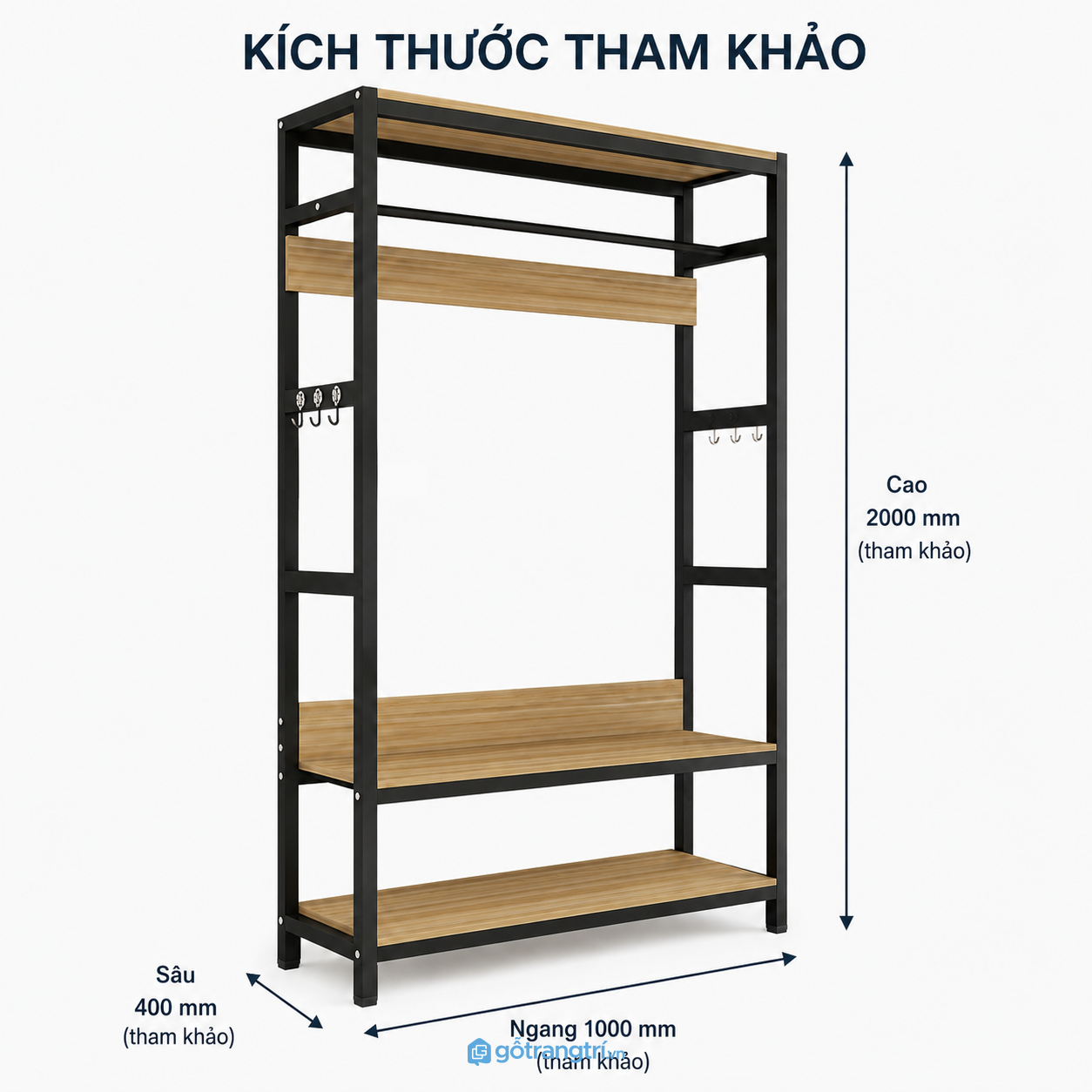 Kệ treo quần áo khung sắt có ghế ngồi giúp tối ưu không gian sảnh và phòng thay đồ