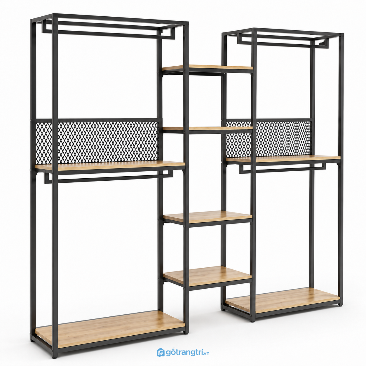 Kệ treo quần áo khung sắt đôi 2m2 GHS-5079 - hình ảnh thực tế 1