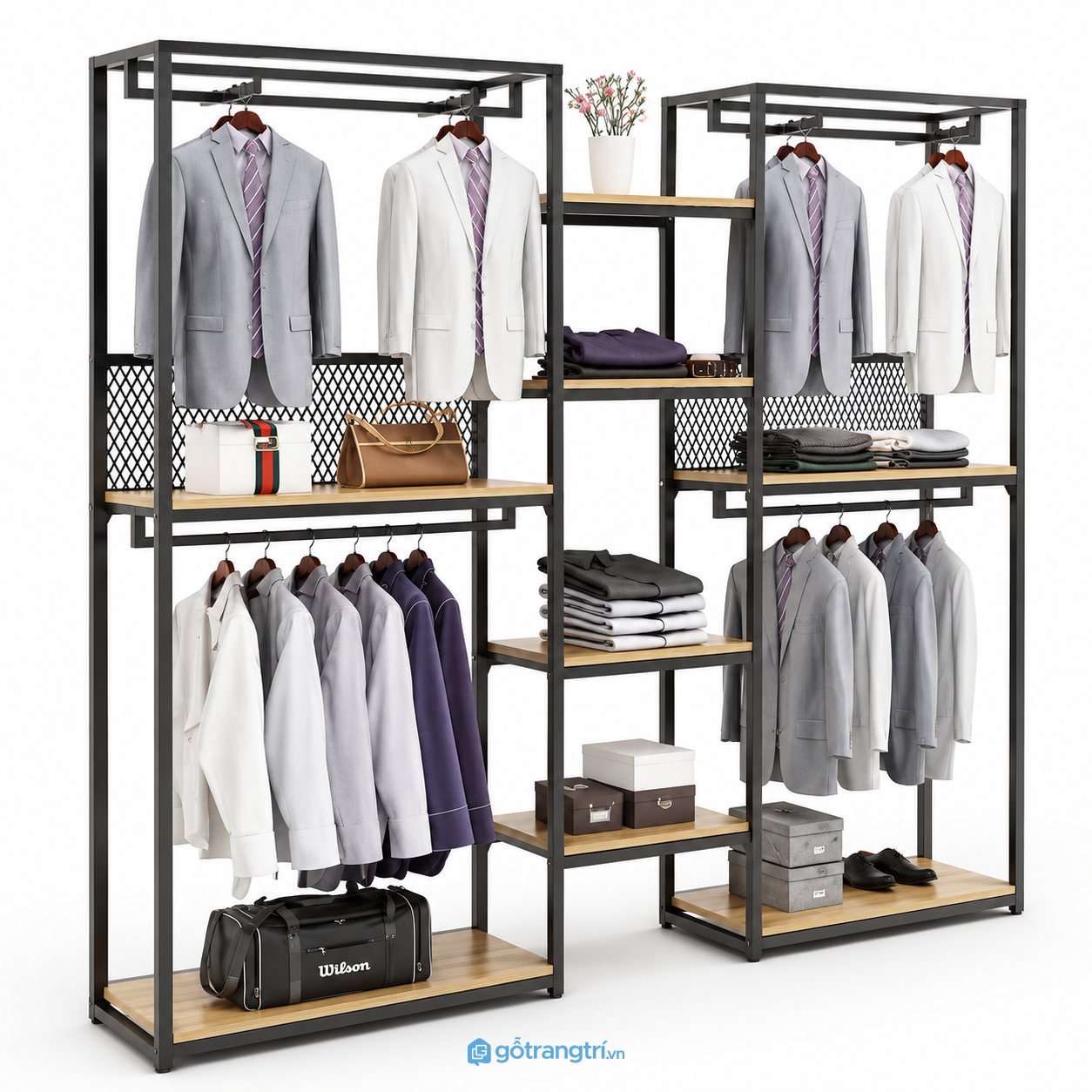 Kệ treo quần áo khung sắt đôi 2m2 GHS-5079