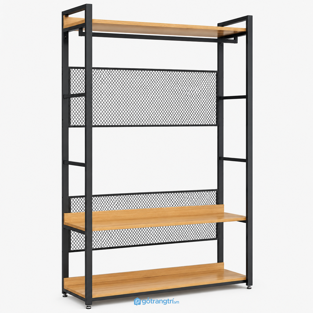 Kệ treo quần áo khung sắt gỗ 1m hiện đại GHS-5078 - hình ảnh thực tế 1
