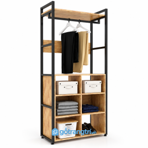 Kệ treo quần áo khung sắt kết hợp kệ lưu trữ hiện đại GHS-1011 - 800x400x2000mm - Tùy chọn - GHS-1011
