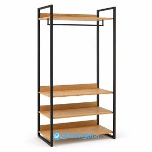 Kệ treo quần áo khung sắt mặt gỗ 4 tầng hiện đại GHS-1010 - hình ảnh thực tế 1