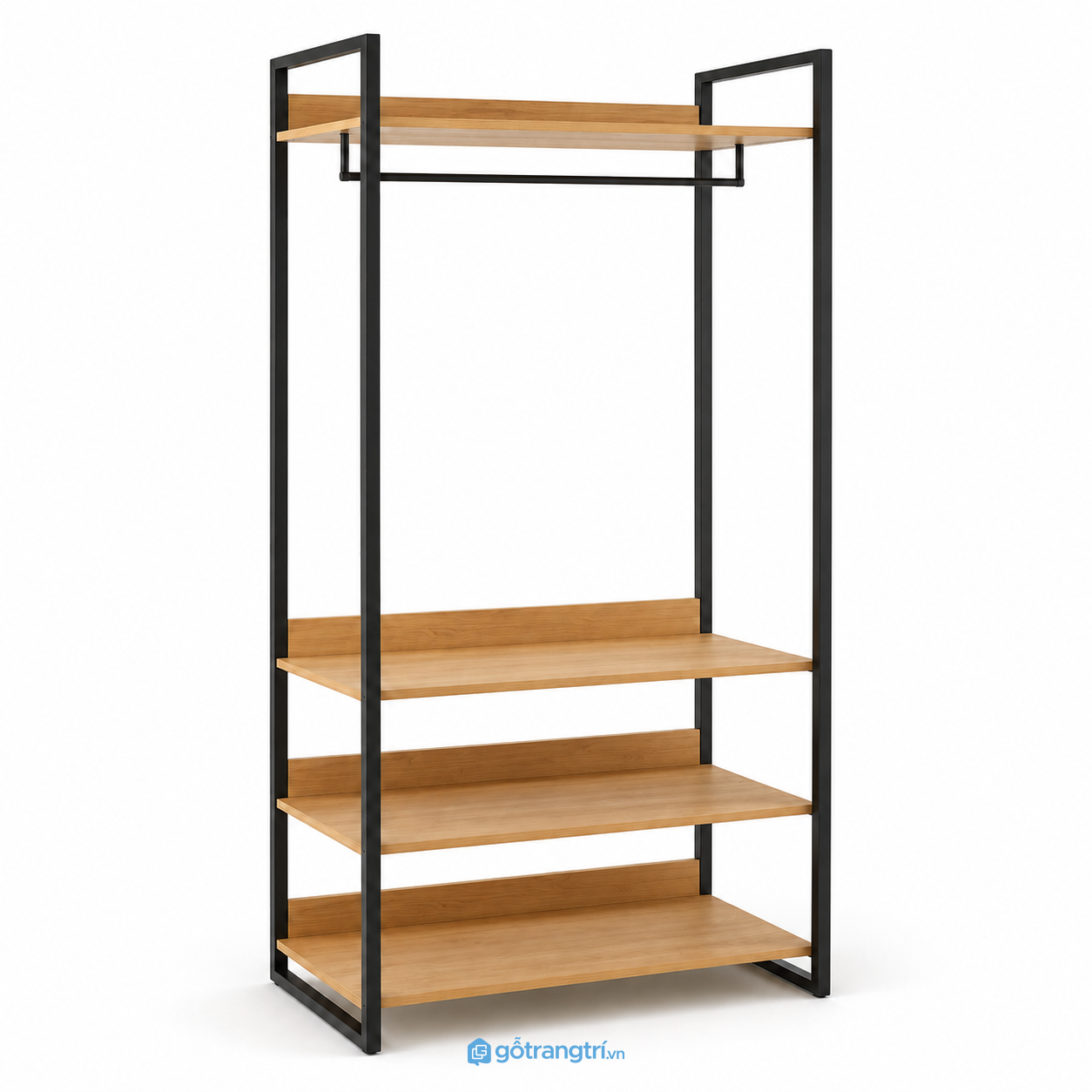Kệ treo quần áo khung sắt mặt gỗ 4 tầng hiện đại GHS-1010 - hình ảnh thực tế 1