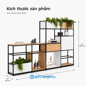 Kệ vách ngăn khung sắt 2m kết hợp bồn cây nhiều ô