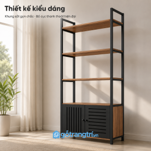 Kết hợp kệ mở và tủ kín tăng khả năng lưu trữ