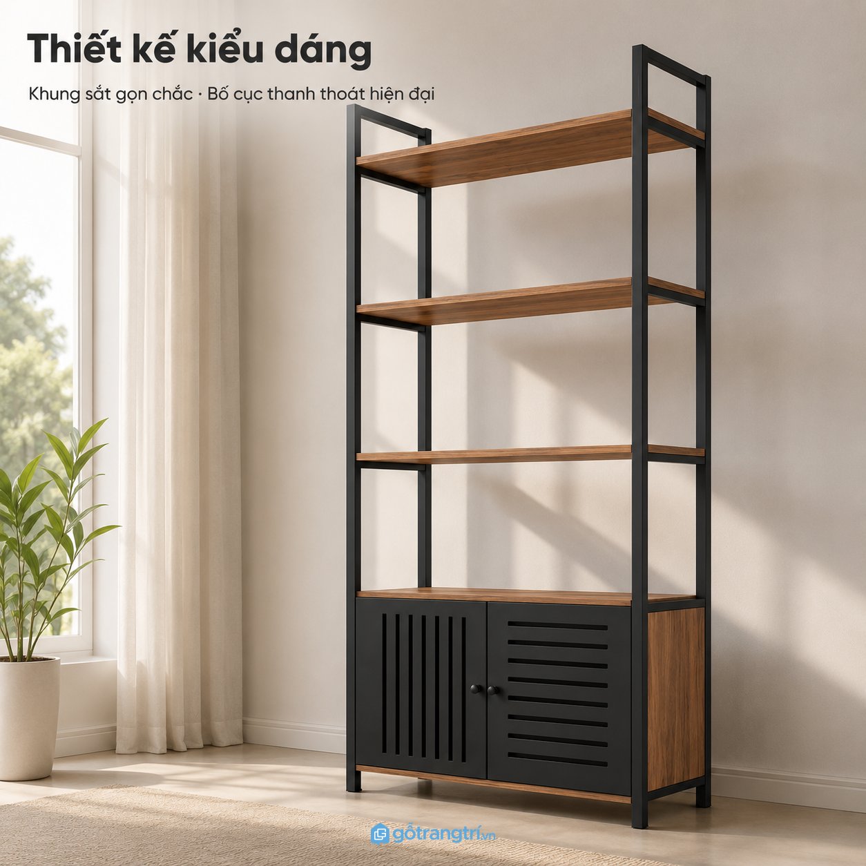 Kết hợp kệ mở và tủ kín tăng khả năng lưu trữ