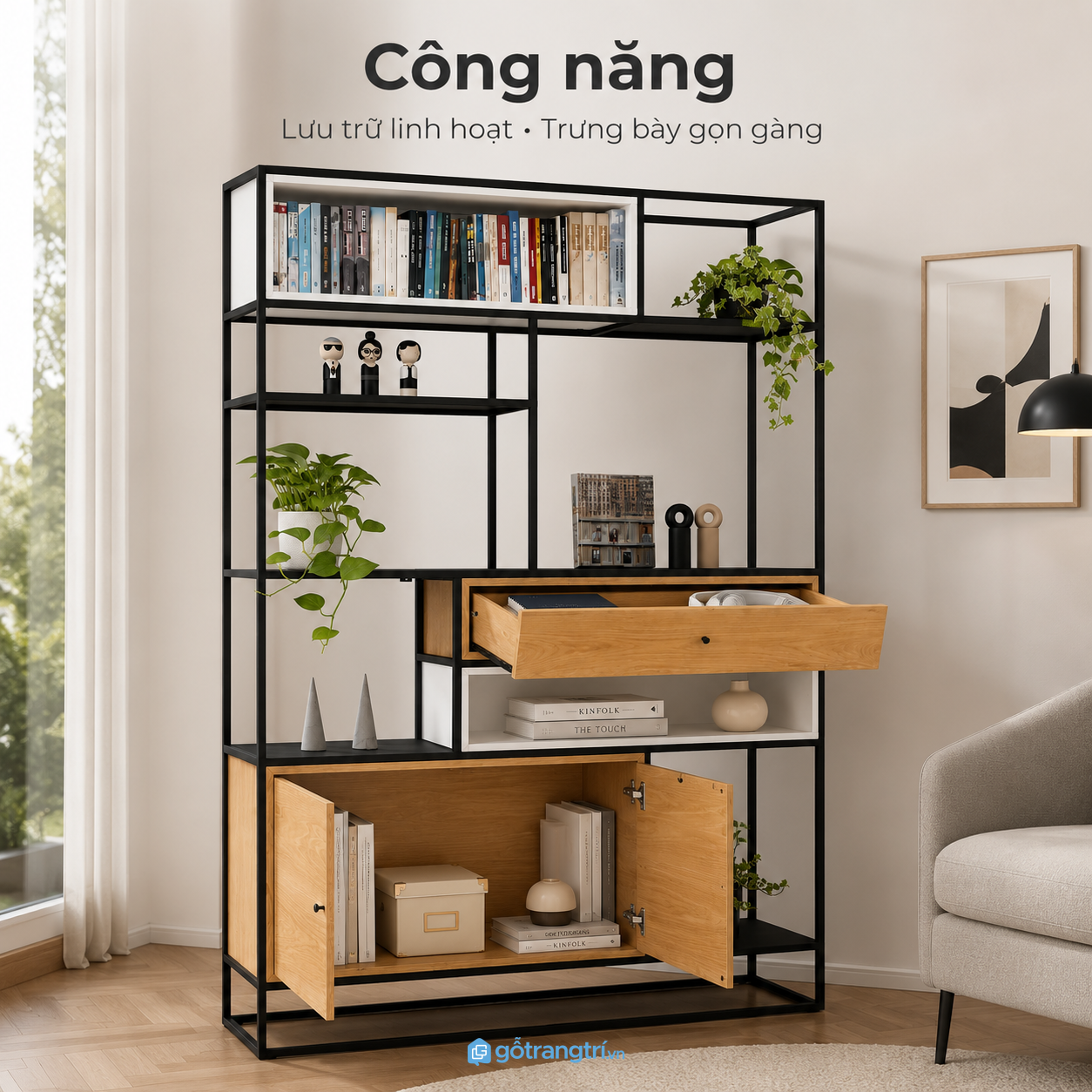 Kết hợp lưu trữ kín và trưng bày mở tiện lợi