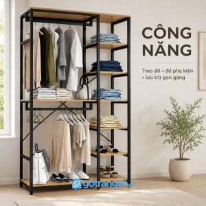 Kết hợp thanh treo và nhiều tầng lưu trữ tiện lợi