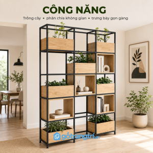 Kết hợp trồng cây, lưu trữ và trưng bày đồ decor
