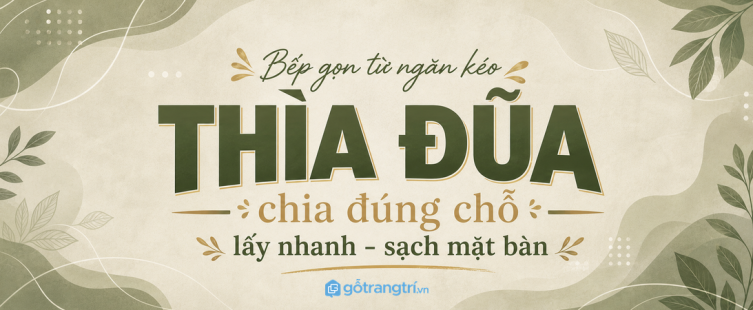 Khay chia thìa đũa ngăn kéo tủ bếp: gọn đồ nhỏ, lấy nhanh, bếp đỡ rối