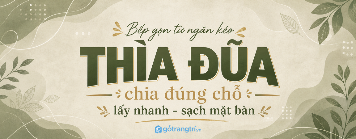 Khay chia thìa đũa ngăn kéo tủ bếp: gọn đồ nhỏ, lấy nhanh, bếp đỡ rối