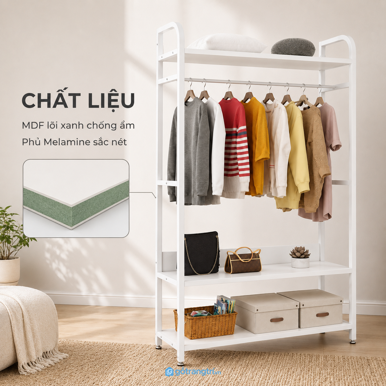 Khung kim loại bền, mặt kệ dễ làm sạch