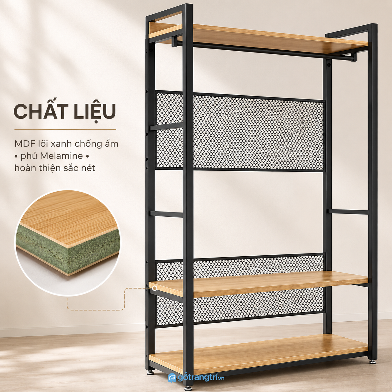 Khung kim loại chắc chắn, bề mặt dễ vệ sinh