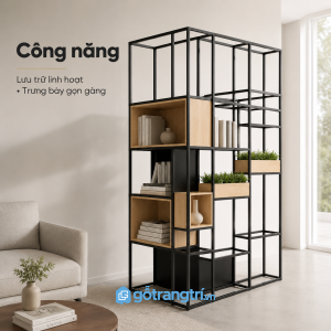 Khung kim loại chắc chắn, bề mặt gỗ dễ vệ sinh