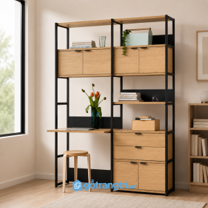 Khung sắt bền chắc kết hợp mặt gỗ dễ sử dụng
