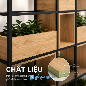 Khung sắt chắc chắn, bề mặt gỗ dễ chăm sóc