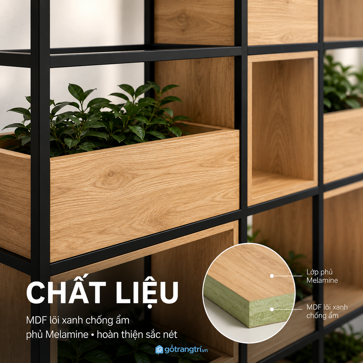 Khung sắt chắc chắn, bề mặt gỗ dễ chăm sóc Khung sắt chắc chắn, bề mặt gỗ dễ chăm sóc