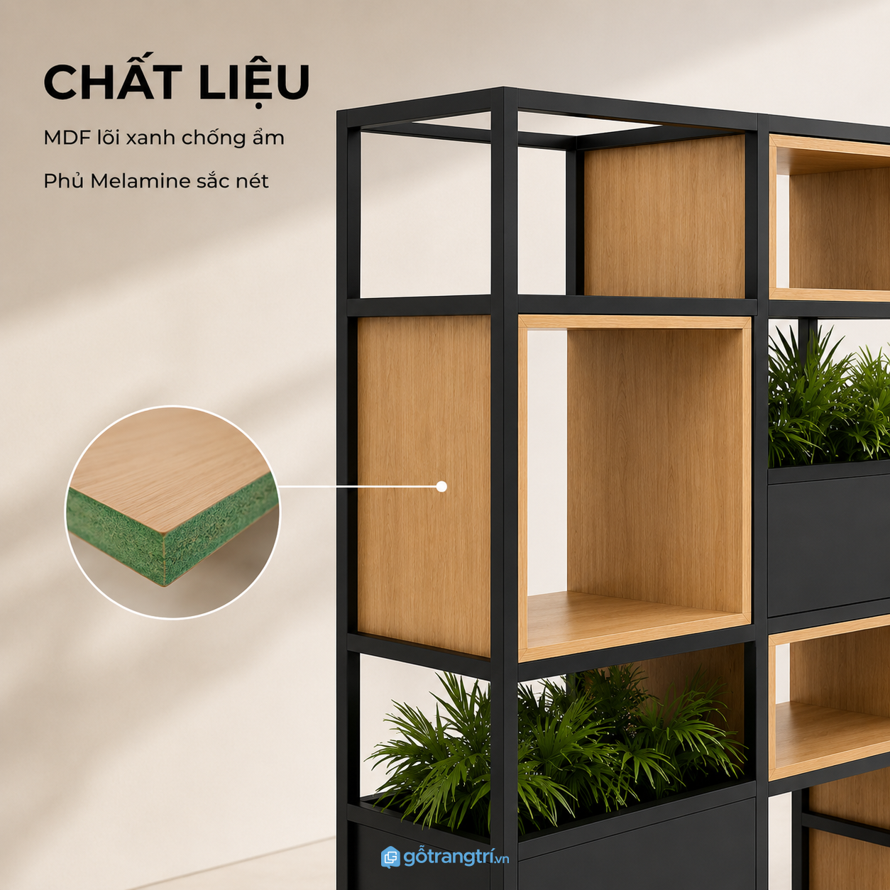 Khung thép bền chắc kết hợp gỗ vân tự nhiên Khung thép bền chắc kết hợp gỗ vân tự nhiên