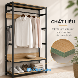Khung thép chắc chắn kết hợp gỗ bền đẹp