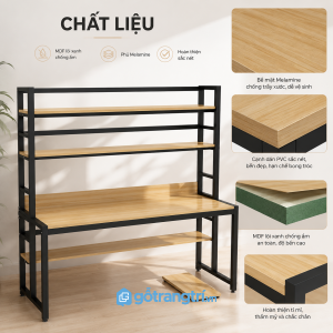Khung thép chắc chắn kết hợp mặt gỗ bền đẹp