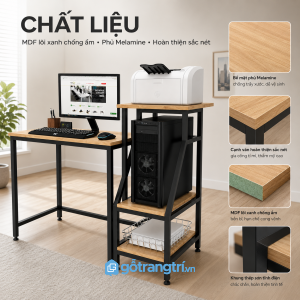 Khung thép chắc chắn kết hợp mặt gỗ bền đẹp