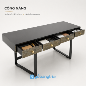 Mặt bàn rộng cùng ba ngăn kéo tiện lợi