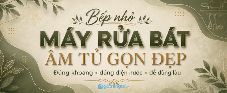 Máy rửa bát âm tủ cho bếp nhỏ: gọn khu rửa, sạch mặt bếp, vẫn thoáng lối đi