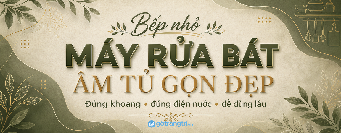 Máy rửa bát âm tủ cho bếp nhỏ: gọn khu rửa, sạch mặt bếp, vẫn thoáng lối đi