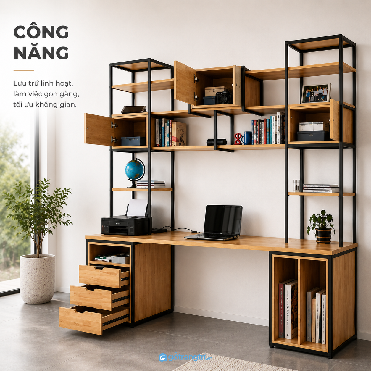 Nhiều ngăn lưu trữ, mặt bàn rộng dễ sắp xếp Nhiều ngăn lưu trữ, mặt bàn rộng dễ sắp xếp