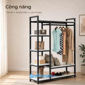 Nhiều tầng lưu trữ quần áo, túi xách và giày dép