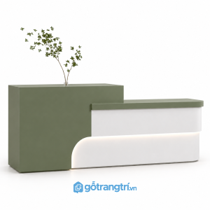 Quầy lễ tân chữ L hiện đại màu xanh olive GHS-4016 - 2200x600x110 - Xanh olive - GHS-4016