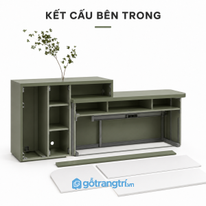 Quầy lễ tân chữ L hiện đại màu xanh olive GHS-4016 - hình ảnh thực tế 1
