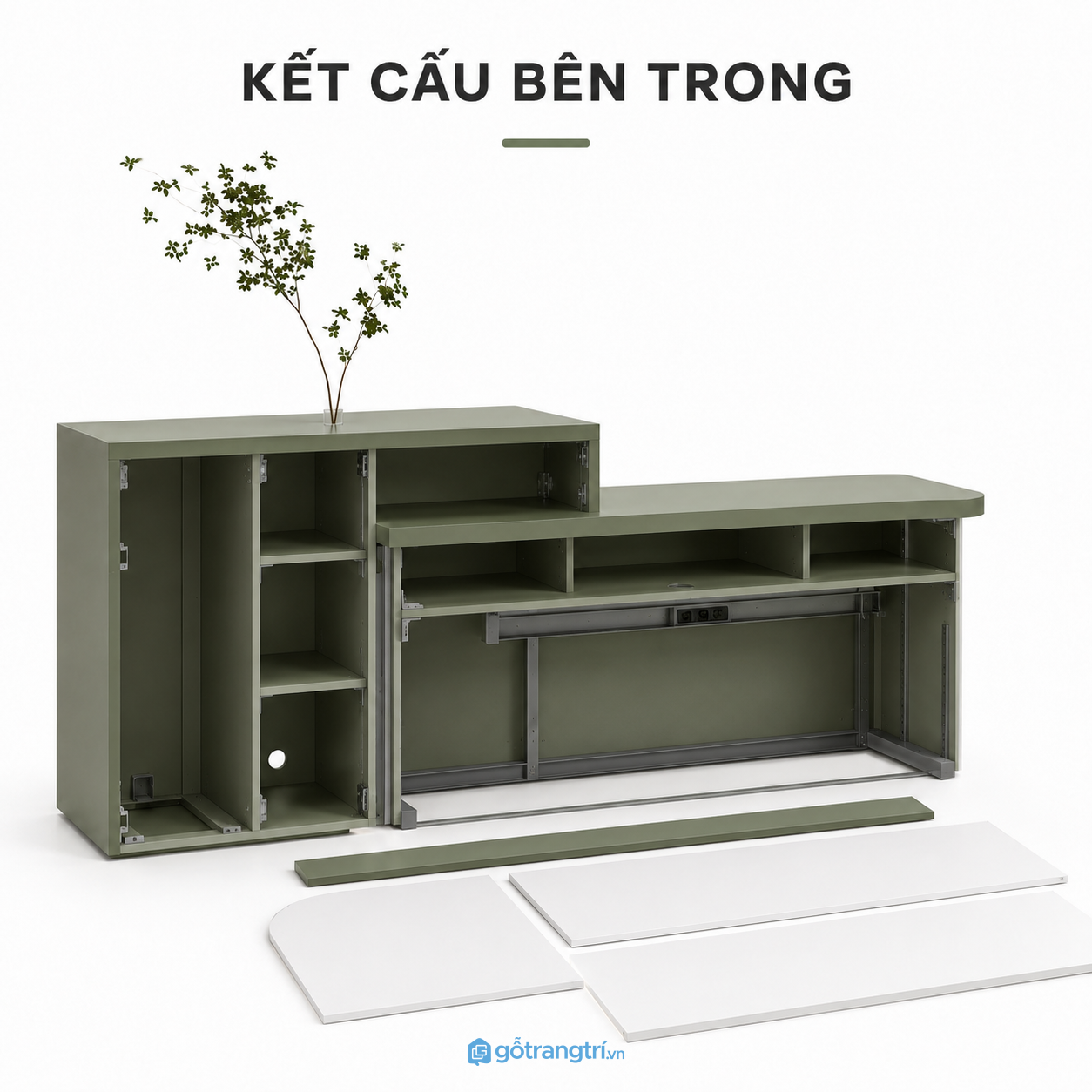 Quầy lễ tân chữ L hiện đại màu xanh olive GHS-4016 - hình ảnh thực tế 1 Quầy lễ tân chữ L hiện đại màu xanh olive GHS-4016 - hình ảnh thực tế 1