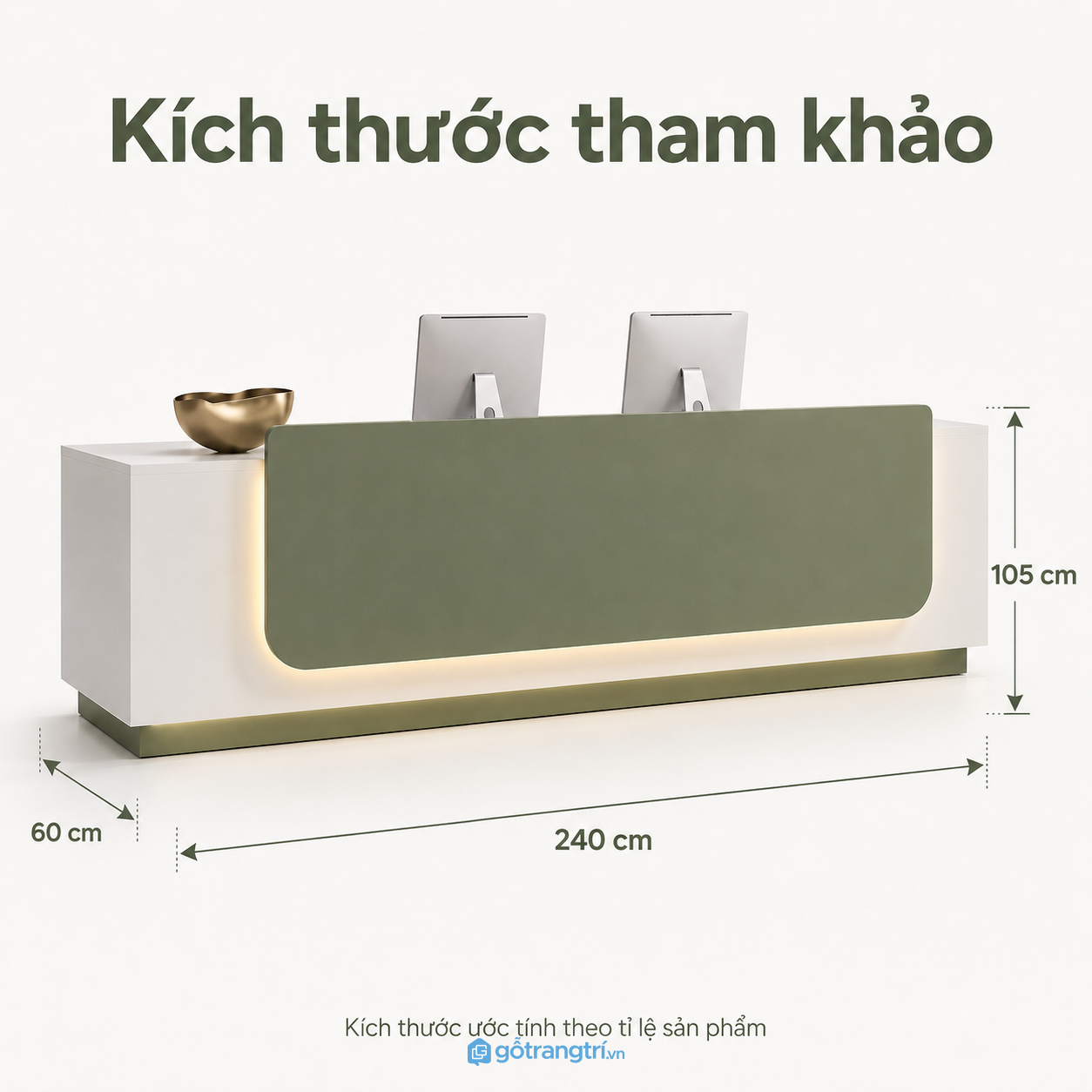 Quầy lễ tân hiện đại màu trắng xanh có đèn LED tạo ấn tượng chuyên nghiệp Quầy lễ tân hiện đại màu trắng xanh có đèn LED tạo ấn tượng chuyên nghiệp