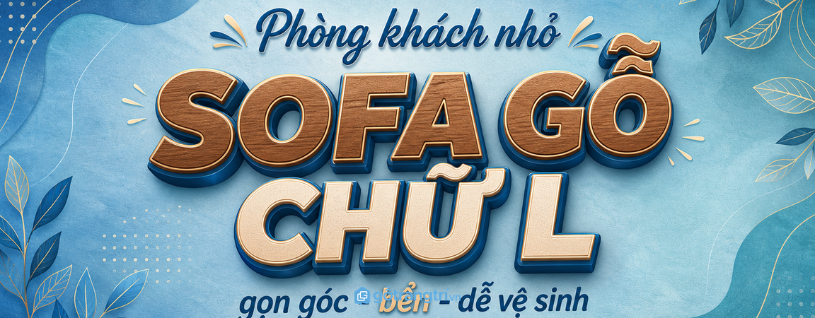 Sofa gỗ chữ L cho phòng khách nhỏ: gọn góc, bền và dễ vệ sinh?