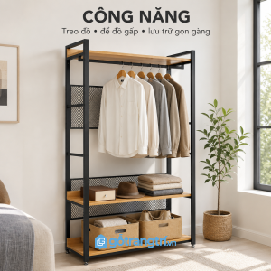 Thanh treo kết hợp ba tầng lưu trữ tiện dụng