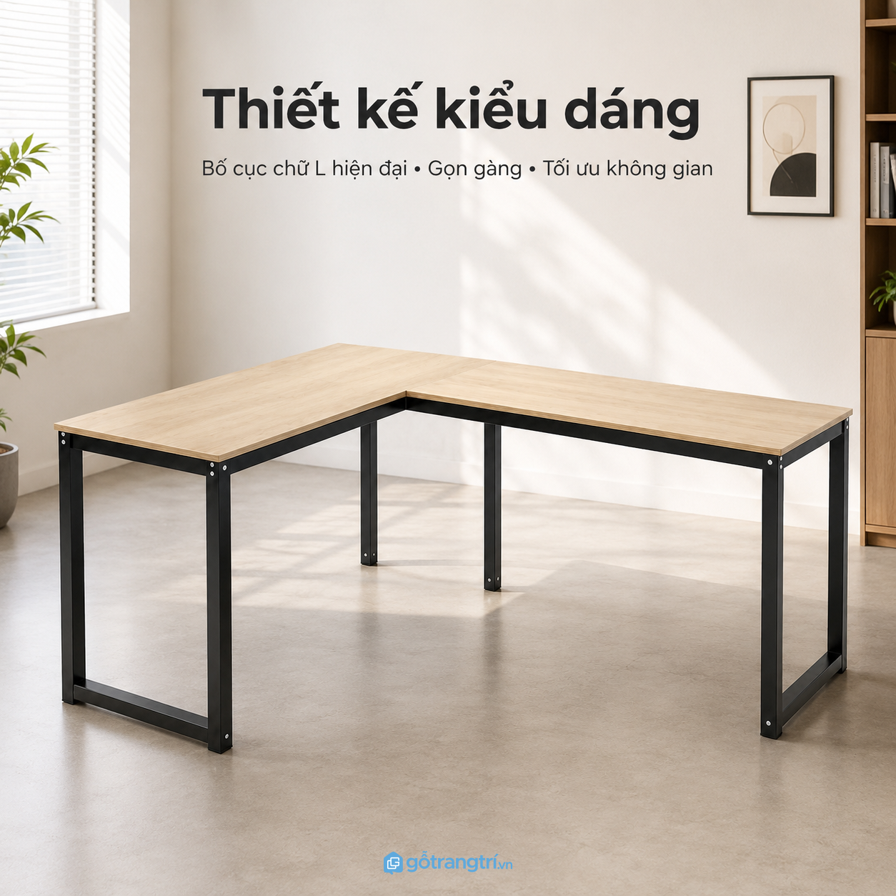 Thiết kế chữ L rộng rãi, tối ưu góc làm việc Thiết kế chữ L rộng rãi, tối ưu góc làm việc