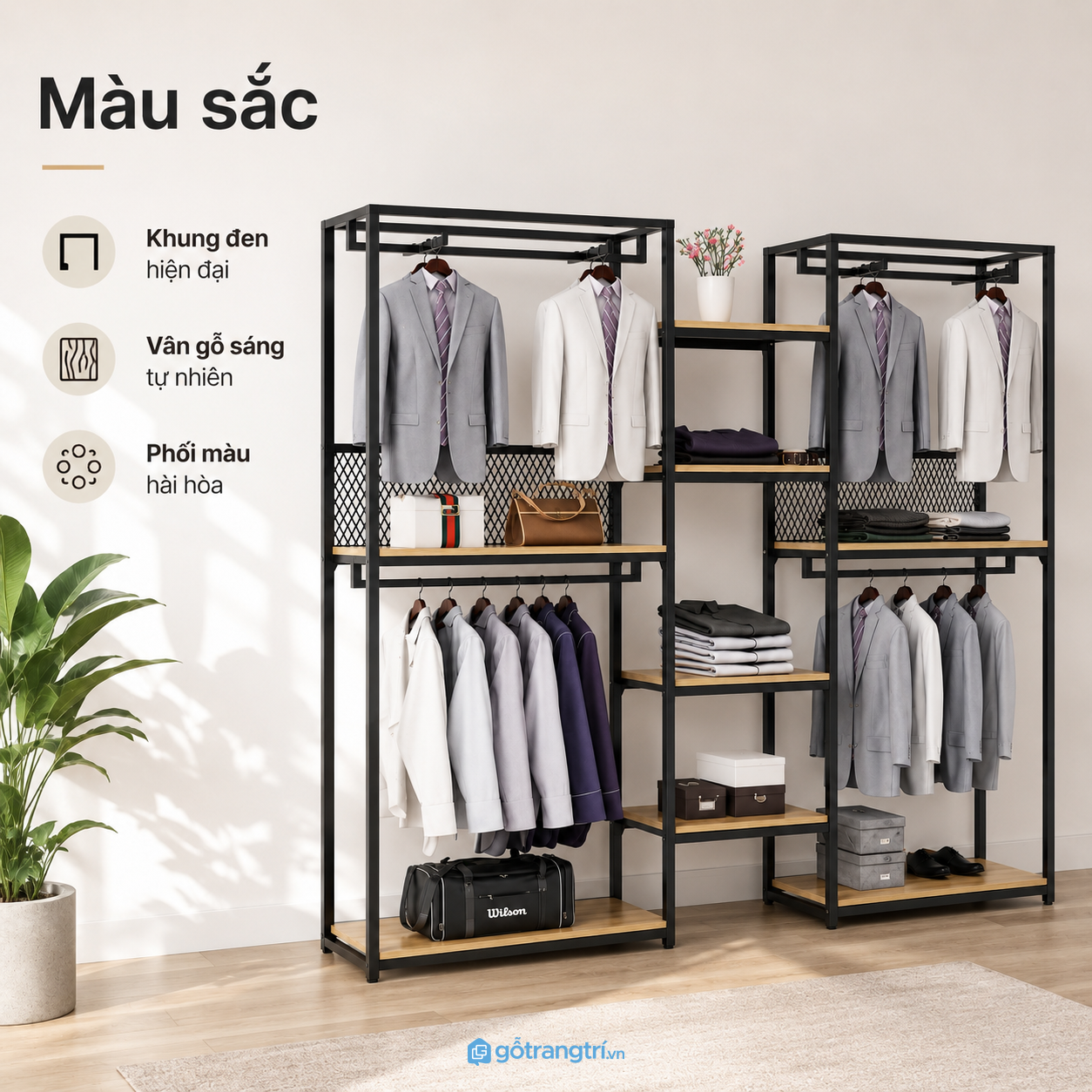 Thiết kế hai khoang treo cân đối, hiện đại